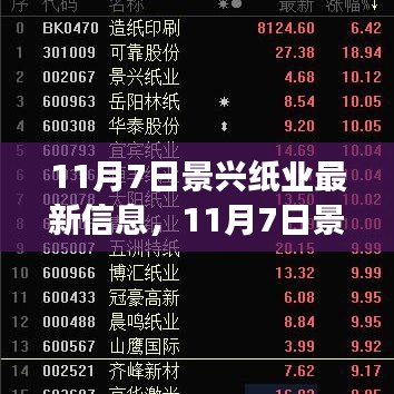 揭秘景兴纸业最新动态与行业展望，11月7日最新消息汇总