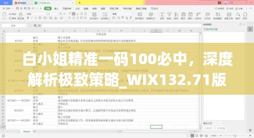 白小姐精准一码100必中，深度解析极致策略_wix132.71版